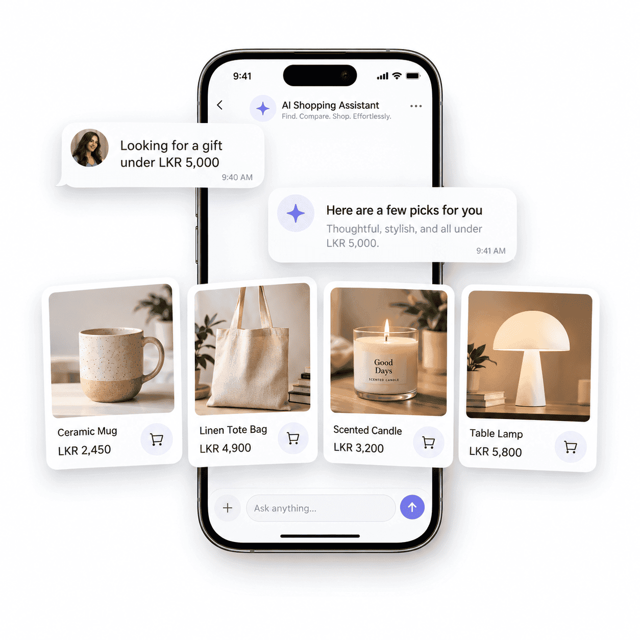 A branded storefront appearing across AI and social shopping channels